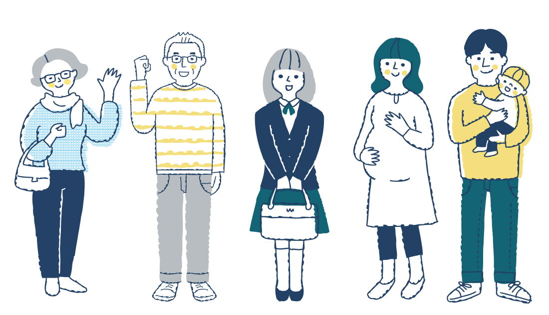 桜井市大字上之庄：ファミリーのイラスト